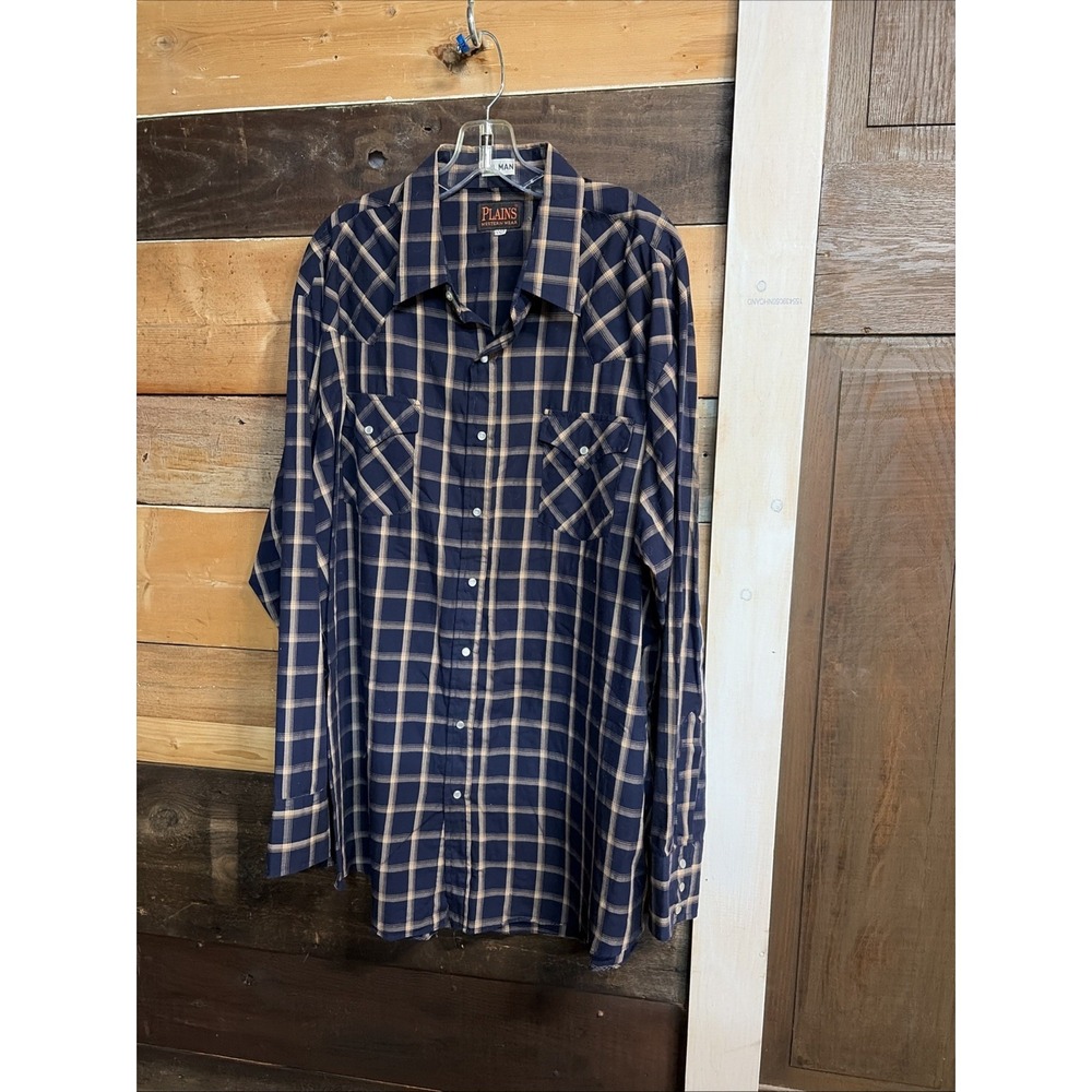 Tall Man Plains Western Wear Long Sleeve 2X Button Up Snap Buttons